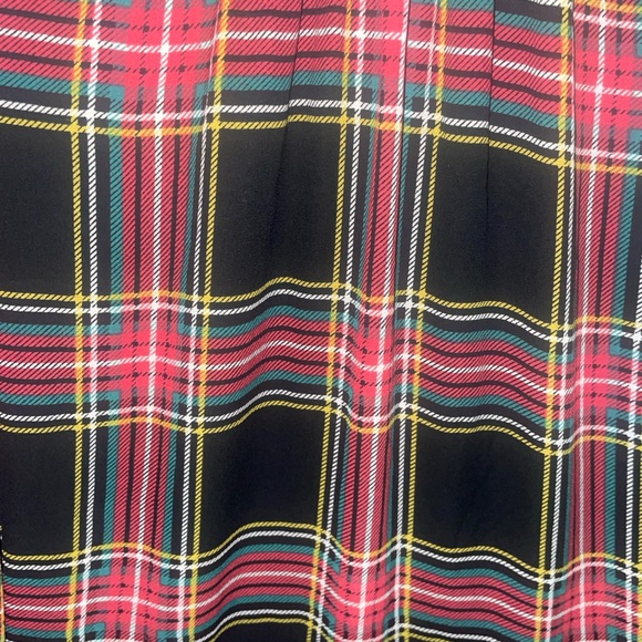 J. Crew Long sleeve midi dress with ruffle/smocked neck. Black tartan plaid - Picture 8 of 8